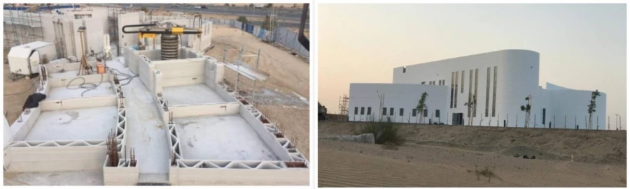 3D-принтеру понадобилось 500 часов, чтобы возвести стены, перегородки и лестницы в крупнейшем в мире напечатанном здании в Дубае (площадь - 641 кв. метр)