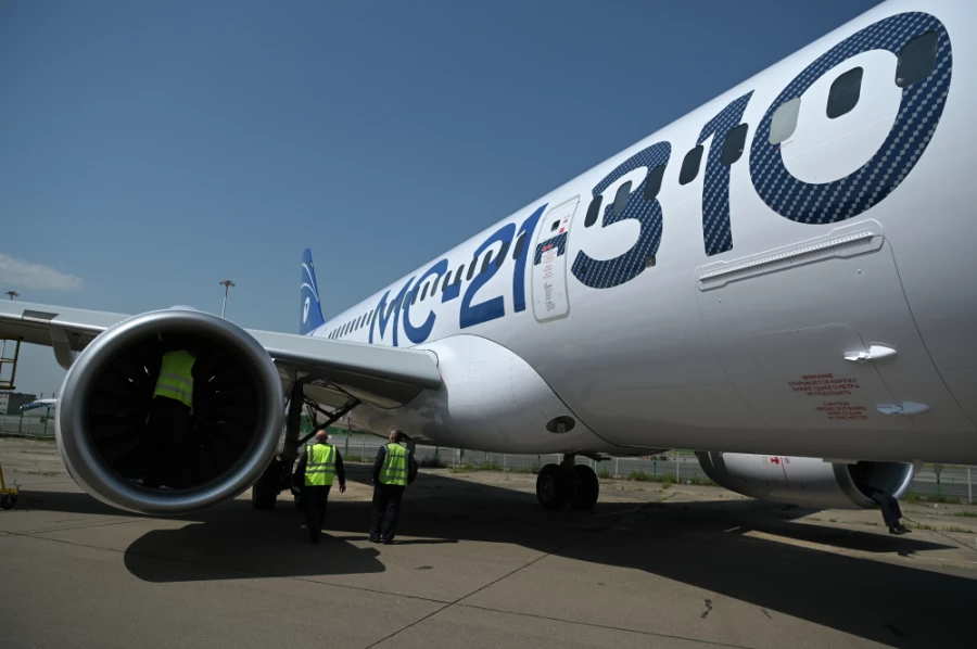 Опытный образец самолета МС-21-310 с двигателем ПД-14. Фото: Максим Блинов, РИА Новости