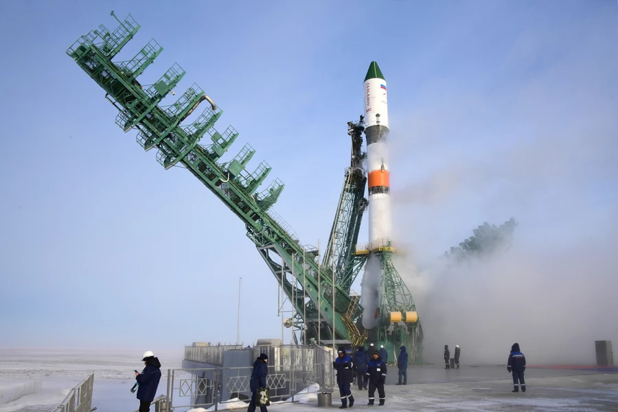 Космодром Байконур. Пуск ракеты-носителя «Союз-2.1а». Фото: Роскосмос
